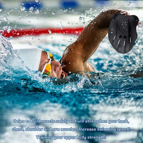 1 paio di piastre manuali per il nuoto con cinghie regolabili, aiuti per  l'allenamento, accessori