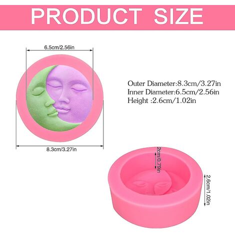 2pcs Sun And Moon Face Stampi per candele 3d Silicone Sun Moon