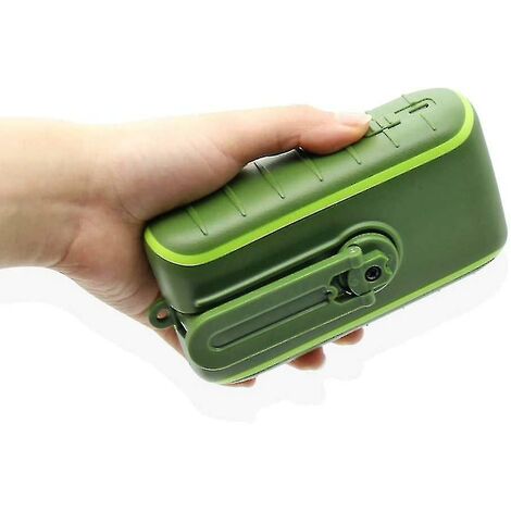 Caricatore USB A Manovella Di Emergenza Per Cellulare – Portatile Con Luce LED Rossa, Mini E Leggero, Per Escursioni E Outdoor (Verde) - 4