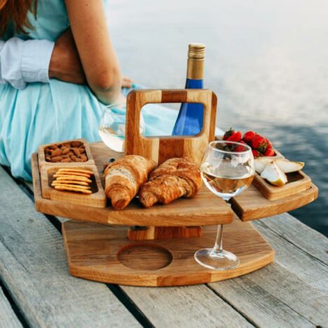 Tavolo Da Picnic Portatile In Legno Di Acacia Con Borsa: Tavolo Da Spiaggia, Vassoio Per Colazione A Letto