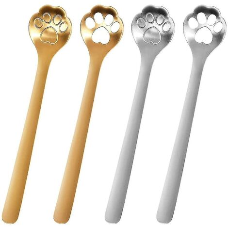 Set Di 3 Cucchiai Da Caffè A Forma Di Gatto In Acciaio Inox 304 - Mini Mestoli Per Tè, Zucchero, Dessert, Antipasti - Lavabili In Lavastoviglie, Regalo Simpatico