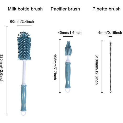 Spazzola per biberon, set di detersivi per biberon in silicone per biberon