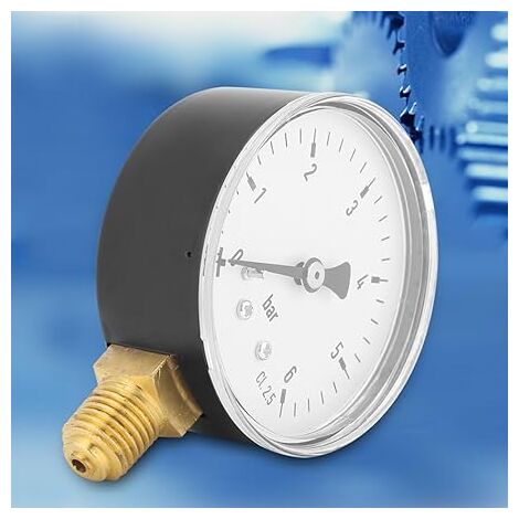 Misuratore Pressione Acqua Dn50 Manometro Per Aria Compressa E Acqua - Scala 0-15 Bar, Attacco 1/4", Diametro DN50, Ideale Per Compressori E Impianti Idraulici Mandrino 4 Griffe