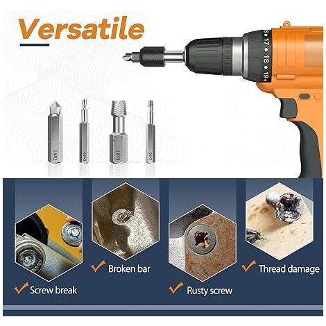 Set Estrattori Viti Danneggiate 6 Pezzi HSS Professionale - Kit Rimozione Viti Stripate Da M3 A M25