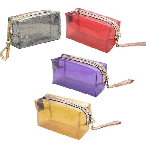 4 sacchetti cosmetici impermeabili Borsa cosmetica con cerniera trasparente  in PVC con manico con borsa cosmetica