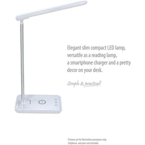 Lampada da scrivania a LED con caricabatterie intelligente wireless, lampada  da comodino da notte per ufficio