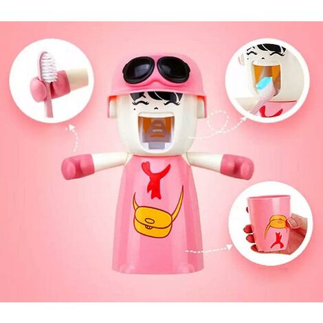 Portaspazzolino per bambini con tazza Dispenser per dentifricio a mani  libere carino Bambini Kit per il