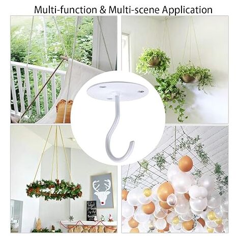 3 Ganci Adesivi Da Soffitto Senza Trapano – Metallici E Resistenti Per Lanterne, Mangiatoie, Campanelli A Vento - 3