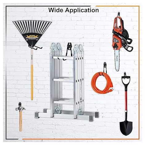 6 Ganci Per Scale E Oggetti Pesanti - Braccio Da 28 Cm, Portata 25 Kg, Per Garage, Magazzino, Casa - Foto 2