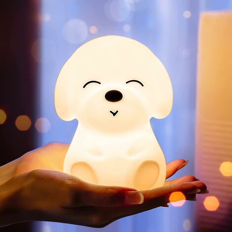Morbuy Luce Notturna per Bambini, Cute Luce Siliconica Morbida Multicolor Tocca Controllo Bambino USB Ricaricabile Lampada Portatile a Forma di Animale Decorazione Luminosa per Camere (Bianco Caldo