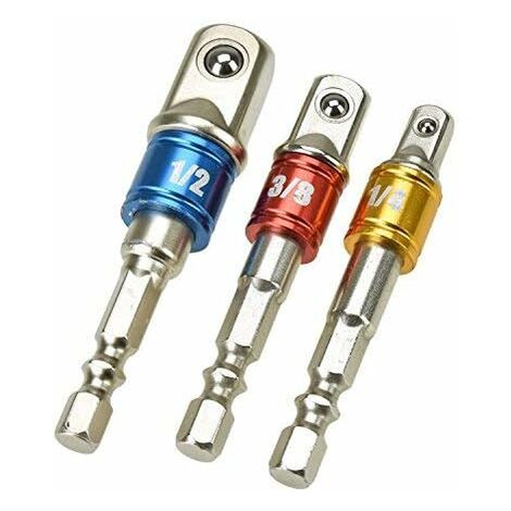 Adattatore Di Prolunga Per Presa Avvatore A Percussione Da 3 Pezzi Convertore Esteso Trapano Elettrico Dado Esagonale Ad Alta Velocà Chiave Quadrata Maschio 1/4 3/8 1/2 - Foto 2