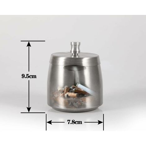 Coralpearl Posacenere in Metallo Senza Fumo per Sigarette, Sigari con Coperchio in Acciaio Inox Coperto, Ribaltabile, Antivento, per Casa, Tavolo, Patio, Sabbia, Auto, Esterno, Interno