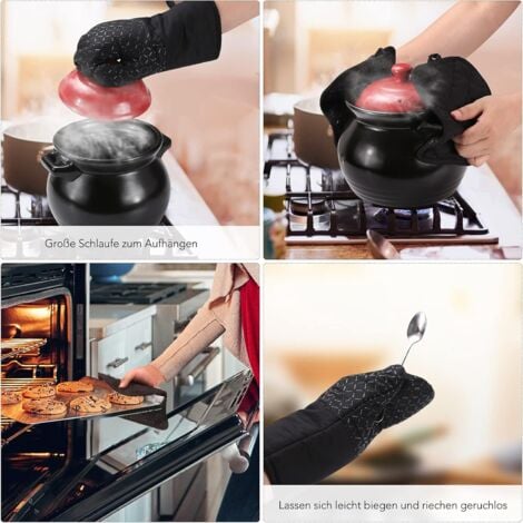 Guanti Da Forno In Silicone E Cotone - Resistenza Al Calore 300°C, Set Di 2 Grigio - Foto 11