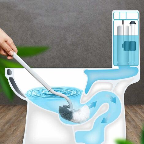 AUEAR - Confezione Da 4 Scopini Curvi Per WC - Plastica, Testa A V Da 20,3 Cm, Per Pulizia Sotto Il Bordo E Angoli Difficili