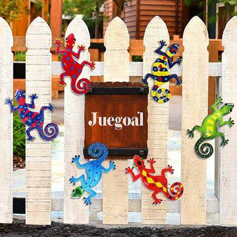 Set di 6 sculture da parete in stile Art Déco con geco in metallo da  appendere