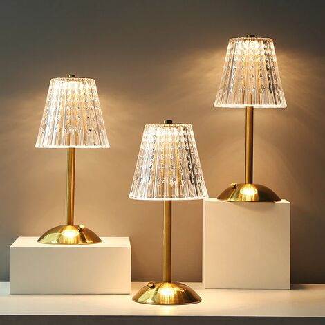Lampada da tavolo in cristallo touch ricaricabile Lampada da tavolo USB piccola luce notturna bar creativo ristorante lampada da comodino atmosfera decorazione della casa 30 x 13 cm