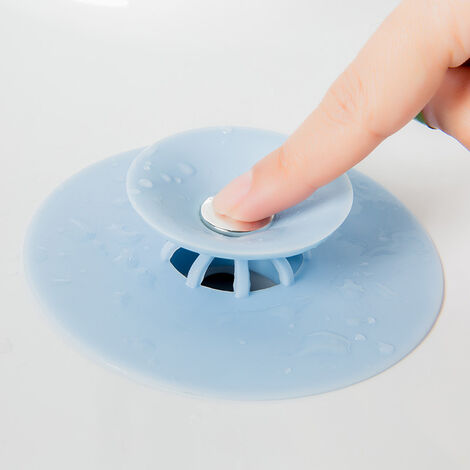 Scarico A Pulsante Per Vasca Da Bagno Con Filtro E Tubo - Tappo Pop-Up In Ottone E Plastica, Colore Bianco E Argento
