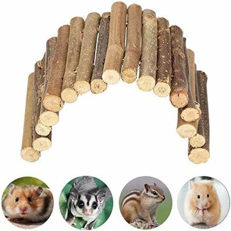 Set 3 Giocattoli Per Criceti - Casa, Altalena, Ponte Arcobaleno, In Legno Colorato