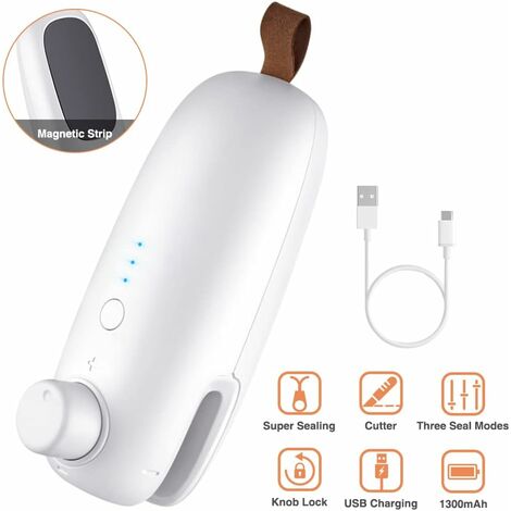 Mini Sigillante Per Sacchetti 2 In 1 – Portatile Ricaricabile USB-C, Taglia E Sigilla, Per Patatine E Alimenti - 3