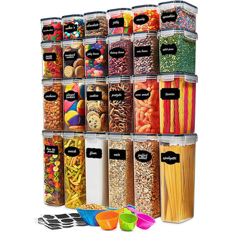 GoMaihe Set di 10 Contenitori Ermetici per Alimenti in Plastica da 1,6L con Coperchio, Senza BPA – Barattoli da Cucina per Pasta, Farina, Cereali, Nero