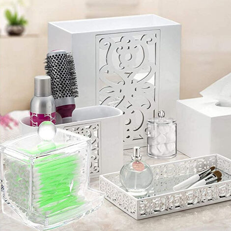 Youngever Barattoli Portacotone | Plastica Nera 450 Ml | 2 Pezzi Organizer Da Bagno