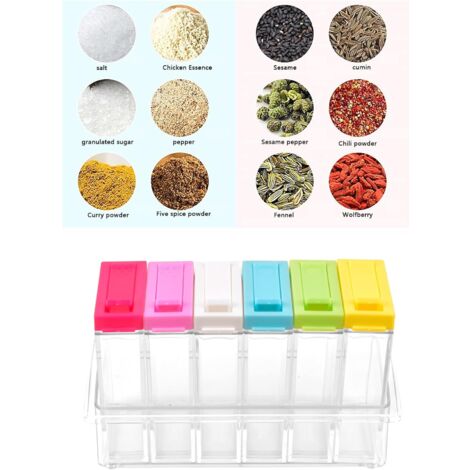 Set Di 4 Scatole Per Condimenti Trasparenti - Contenitori Spezie In Acrilico Con Cucchiai, 23x9.5x7.5 Cm - Foto 6