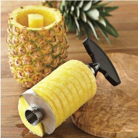 Affettatrice Per Ananas 3 In 1 In Acciaio Inox | Strumento Per Sbucciare, Affettare E Togliere Il Torsolo | Con 4 Forchette Da Frutta - 2