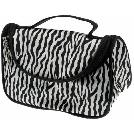 Grande borsa per trucco da donna Custodia cosmetica Maniglia Organizzatore  da viaggio Fashion Lady Zebra Stripe
