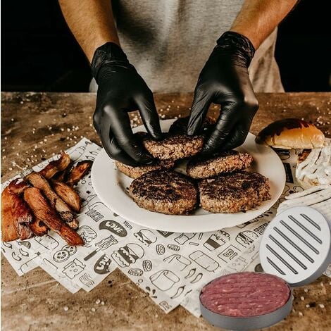 Stampo Hamburger Steak Alluminio Rivestimento Antiaderente + 100 Fogli di  Carta Forno, Utensili da Cucina per
