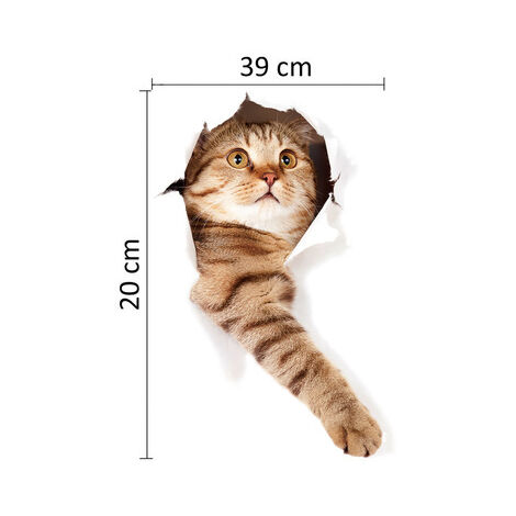 Adesivi Murali Gatto 3D - Confezione da 4 - Frigo - Frigorifero
