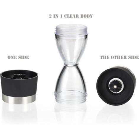 Macinasale E Pepe 2 In 1 In Acciaio Inox – Rotore In Ceramica Regolabile, Con Spazzola E Coperchi – Macinino Spezie Compatto