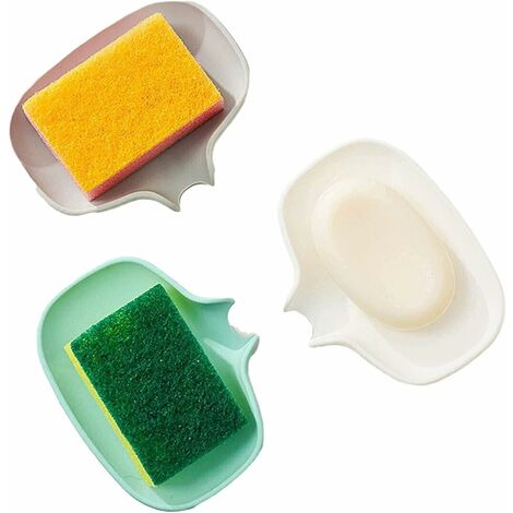 3 Pezzi Portasapone Autoadesivo Portasapone Con Forte Ventosa Plastica Montato A Parete Con Fori Trasparenti Portasapone In Cucina Bagno Blu Rosa Verde 66050348 - Foto 7