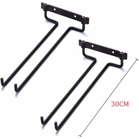 QWORK Portabicchieri Da Vino Sospeso - 4 Pezzi Neri Per Bar E Cucina (30cm, Metallo Resistente) - Foto 9