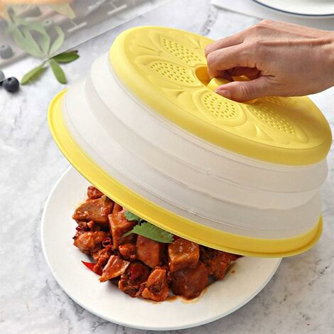 Wnddle Coperchio microonde, 2 Pezzi Coperchio Microonde Pieghevole, Coperchio per microonde, Antischizzi Coperchio Piatto in Plastica per Microonde può per Lavare Frutta e Verdura