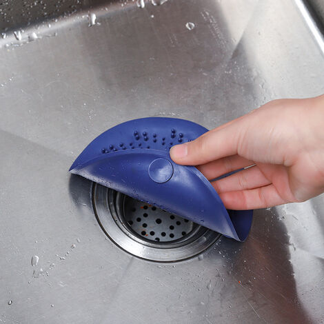 Filtro Scarico Doccia Blu 13x13cm Con Ventose - Antiottturamento Per Capelli, Vasca E Lavandino