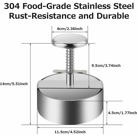 Pressa Per Hamburger In Acciaio Inox - Ø 5,5 Pollici, Antiaderente E Lavabile In Lavastoviglie - Foto 4