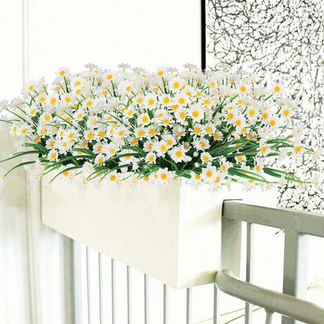 Fiore margherita artificiale, 5 pezzi di fiori artificiali in plastica,  piante da esterno resistenti ai raggi