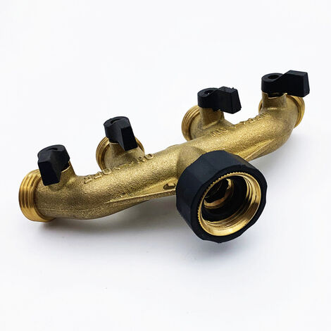 Distributore Ottone Attacchi Rapidi 3/4 Distributore A Y In Ottone Con Valvole - Per Irrigazione, 3 Attacchi Rapidi Connettori Rapidi Ottone Industriale