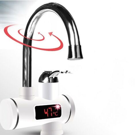 360 ° Girante Acqua Calda Scaldabagno Elettrico Istantaneo LED 3300W Rubinetto Acqua Calda Istantanea Rubinetto Miscelatore Bagno/Cucina