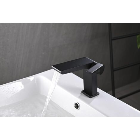 RKF Rubinetti da bagno per lavello 3 fori nero opaco 8 pollici diffuso bagno lavandino rubinetto con scarico 2 maniglie manopole trasversali rubinetto bagno vanità rubinetto miscelatore lavabo