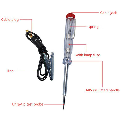 DC 6V12V 24V Tester di circuo per auto Sonda lunga
