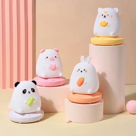 Luce notturna in silicone anatra per bambini con timer Lampada touch dimmerabile ricaricabile USB Camera da letto per dormire Decorazione animale dei cartoni animati Regalo  39