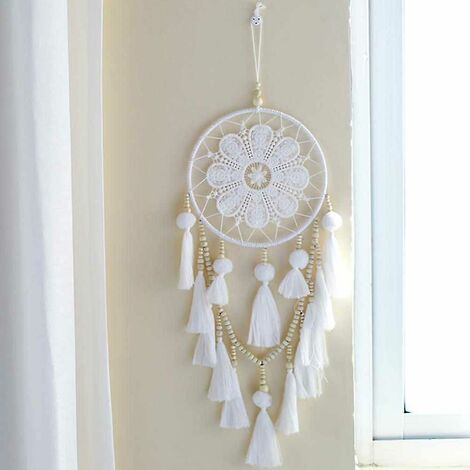 Acchiappasogni a doppio anello in macramè intrecciato a mano con nappe e perline da appendere alla parete for la decorazione della camera da letto Sogno for camera da letto delle ragazze/886/2836