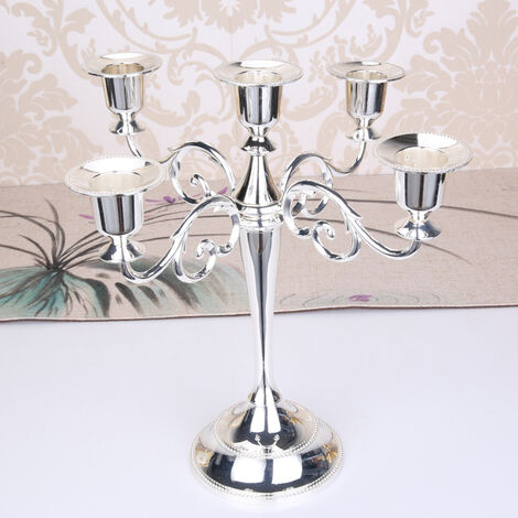 Candelabro A 5 Bracci In Metallo Placcato Oro – Altezza 60 Cm, Trasformabile In 3 O 1 Braccio, Con Fondo In Velluto