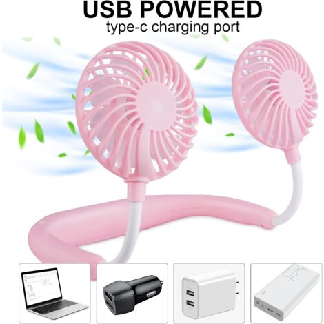 Ventilatore da collo, portatile USB vivavoce personale Mini ventilatore da  collo pigro Rotazione di 360 gradi