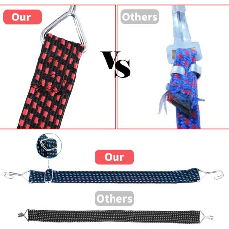 Corde Elastiche Con Ganci, 4 Pezzi Di Estensori Regolabili Per Cinghie Per Bagagli Cinghia Elastica Con 8 Fibbie Scorrevoli Per Cuffie E Bagagli Nero 91975846 - Foto 8