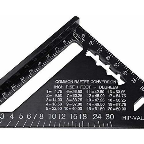 Carpenter Square, 7 Pollici Metrico Alluminio Quadrato Strumento Triangolo Righello Professionale Angolo Metallo Quantificatore Opaco Sistema Di Misurazione (7 Pollici Nero Metrico - 2