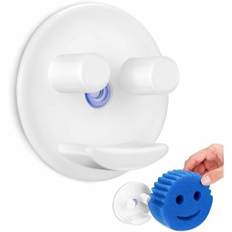 Smiley porta spugna con supporto a ventosa, porta spugne per lavello da  cucina/bagno, spugna rotonda (bianco)
