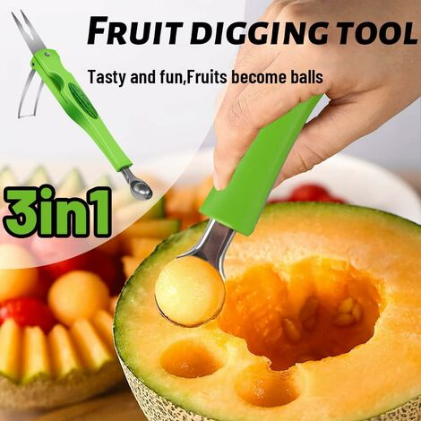 Turbo Coltello In Acciaio Inox Per Decorazioni Frutta - 3 In 1 Per Kiwi, Verdure E Meloni - 4