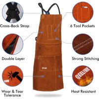 Grembiule Da Saldatura In Pelle - Diviso Per Gambe, Resistente Al Calore E Ignifugo Per Uomo Con 3 Tasche